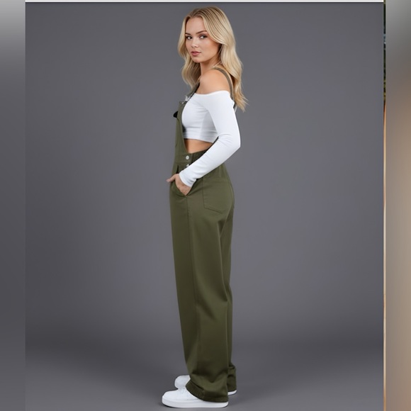 Army Green 1 Flap Pocket Overalls - Picture 3 of 7